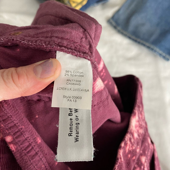 Custom Bleach Dye J. Crew Matchstick Maroon Straight Leg Corduroy Pants Size 27R - Picture 7 of 8